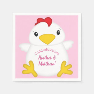 Serviette En Papier Baby shower de poulet ferme rose