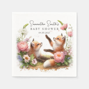 Serviette En Papier Baby shower de printemps de mignons renards pour b