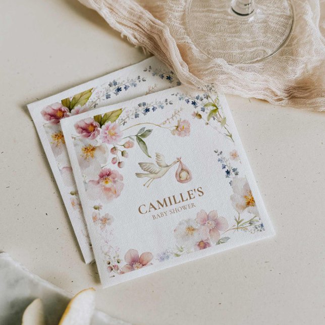 Serviette En Papier Baby shower de printemps fleur sauvage (Wildflower Baby Shower Napkins)