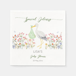 Serviette En Papier Baby shower de ressort spécial de la cigogne