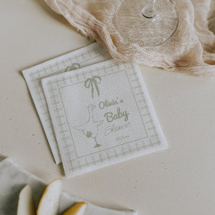 Serviette En Papier Baby shower de ruban à oie soie rétro tiré à la ma