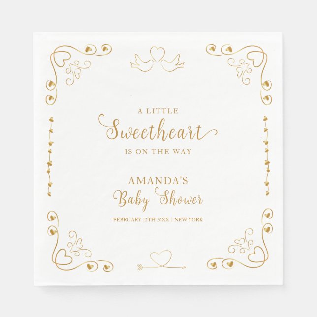 Serviette En Papier Baby shower de Saint-Valentin Gold Elegant (Devant)