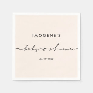 Serviette En Papier Baby shower de script blanc mignon