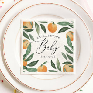 Serviette En Papier Baby shower de script de jardin fleuri d'agrumes d