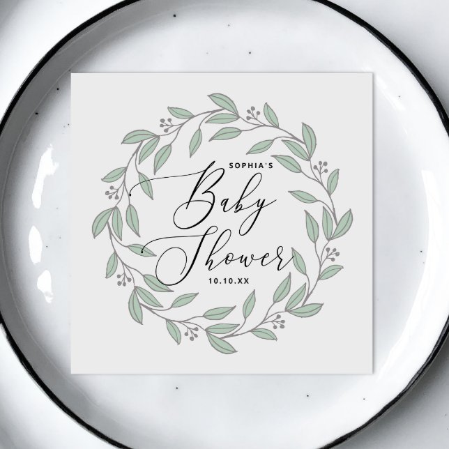 Serviette En Papier Baby shower de script délicat à la menthe pastel (Créateur téléchargé)