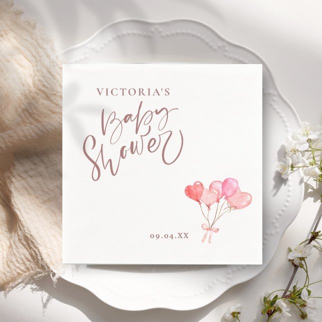 Serviette En Papier Baby shower de script élégant pour ballons neutres (Créateur téléchargé)