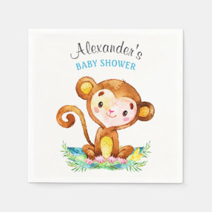 Serviette En Papier Baby shower de singe d'aquarelle