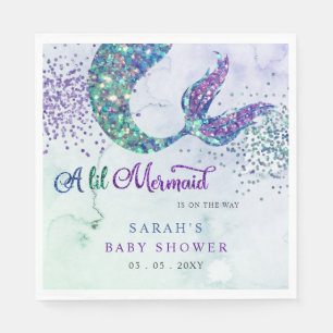 Serviette En Papier Baby shower de sirène à Parties scintillant violet