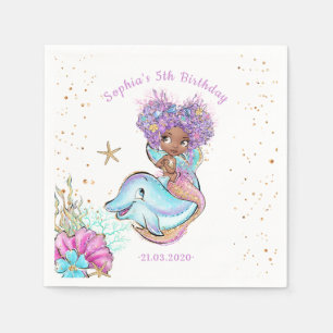 Serviette En Papier Baby shower de sirène afro-américain
