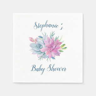 Serviette En Papier Baby shower de Succulents d'aquarelle personnalis