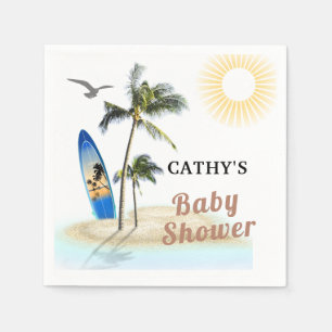 Serviette En Papier Baby shower de Surf de plage de marque personnalis