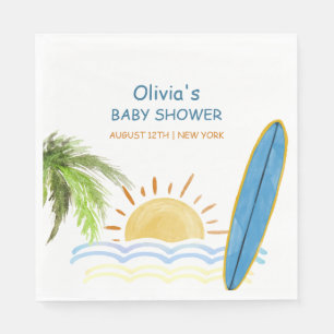 Serviette En Papier Baby shower de surf tropical Sunshine