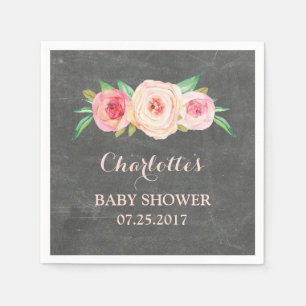 Serviette En Papier Baby shower de tableau noir rose