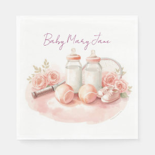 Serviette En Papier Baby shower de tennis pour bébé fille thème rose