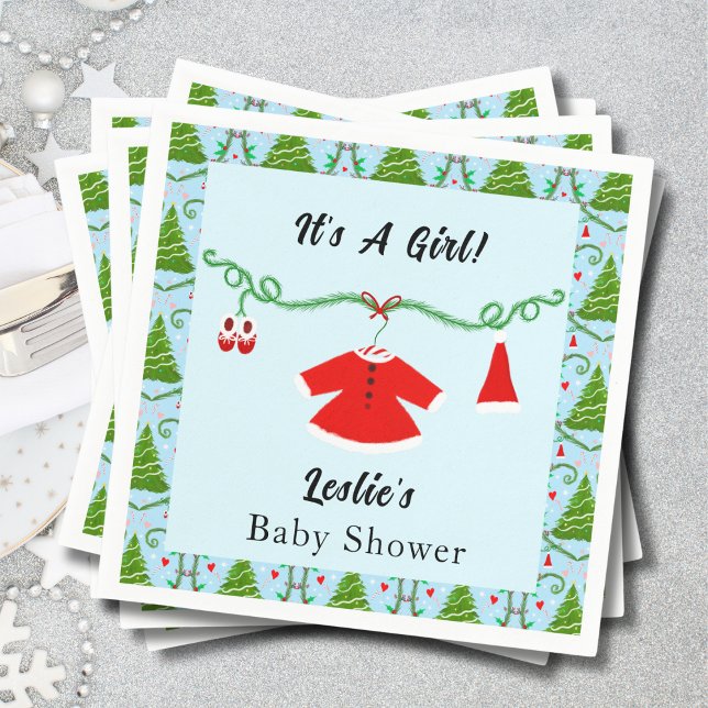 Serviette En Papier Baby shower de tenue Père Noël pour bébé fille (Créateur téléchargé)