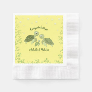 Serviette En Papier Baby shower de tortue de mer Jaune