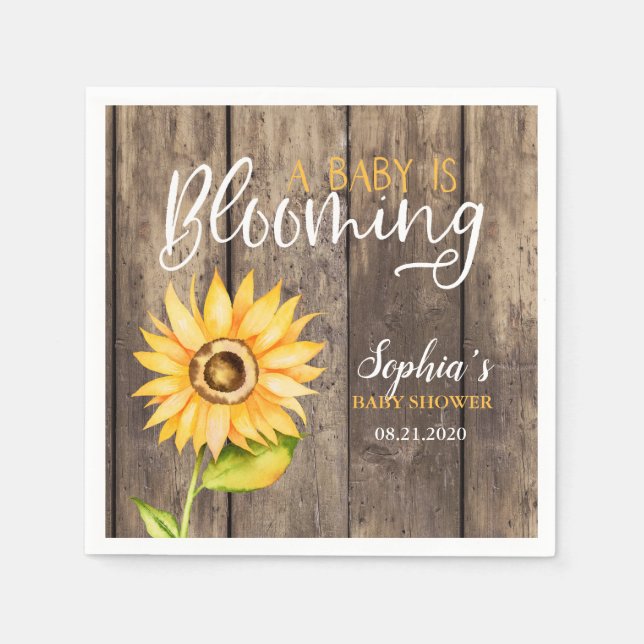 Serviette En Papier Baby shower de tournesol (Devant)