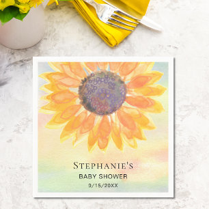 Serviette En Papier Baby shower de tournesol aquarelle