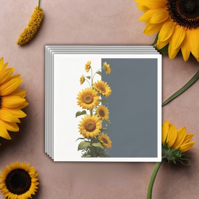 Serviette En Papier Baby shower de tournesol bleu (Créateur téléchargé)