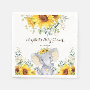Serviette En Papier Baby shower de tournesol de l'Eau Eléphante d'ét