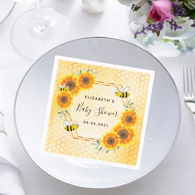Serviette En Papier Baby shower de tournesol de nid d'abeille (Créateur téléchargé)