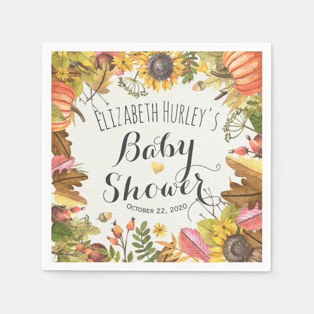 Serviette En Papier Baby shower de tournesol Feuille d'automne (Devant)