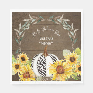 Serviette En Papier Baby shower de tournesol Zebra blanc Citrouille ru