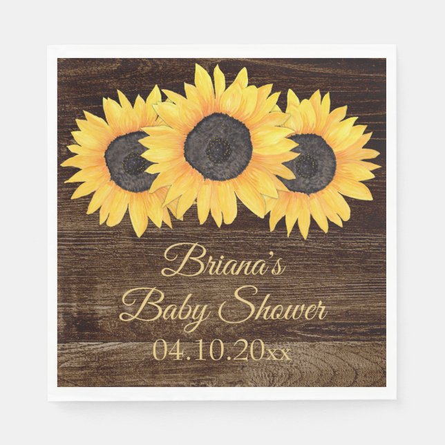 Serviette En Papier Baby shower de tournesols déjeuner Napkin (Devant)