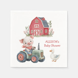 Serviette En Papier Baby shower de tracteur de porc pour animaux de fe