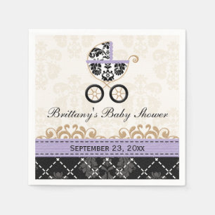 Serviette En Papier Baby shower de transport Lavender Damask