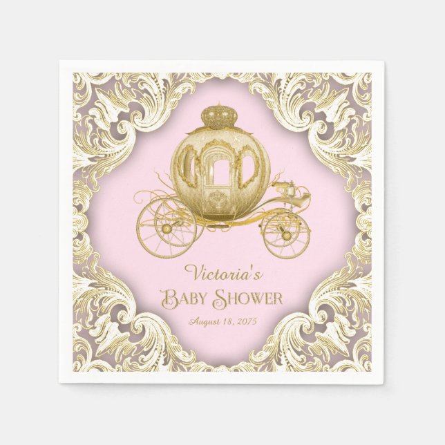Serviette En Papier Baby shower de transport Rose Gold Princess (Devant)