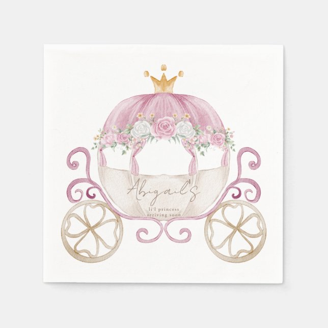 Serviette En Papier Baby shower de transport rose princesse (Devant)