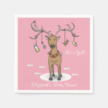 Baby shower de vacances Fille Noël rose Napkin
