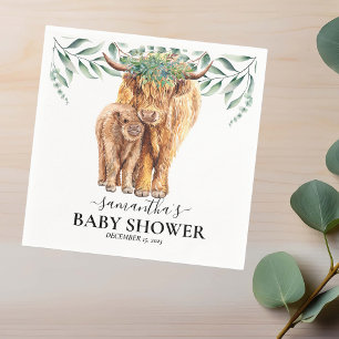 Serviette En Papier Baby shower de veau de vache de Highland Eucalyptu