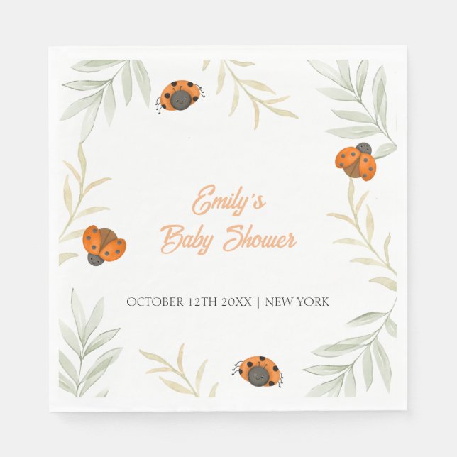 Serviette En Papier Baby shower de verdure de l'automne rustique Ladyb (Devant)
