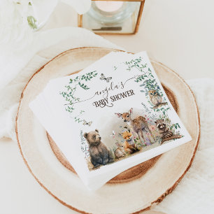 Serviette En Papier Baby shower de verdure des animaux des bois