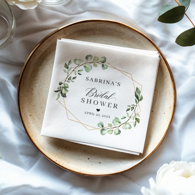 Serviette En Papier Baby Shower de verdure Feuilles d'eucalyptus Géomé (Créateur téléchargé)