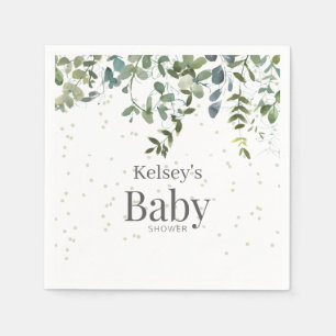 Serviette En Papier Baby shower de verdure simple Eucalyptus serviette