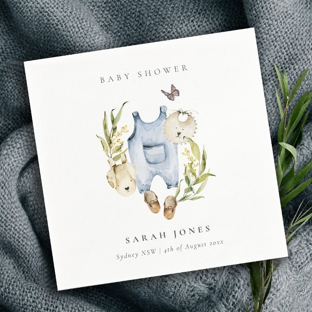 Serviette En Papier Baby shower de Vêtements pour garçon en feuillage  (Créateur téléchargé)