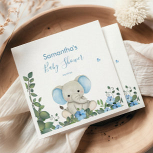 Serviette En Papier Baby shower d'éléphant bleu vert Floral Napkins