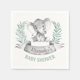 Serviette En Papier Baby shower d'éléphant d'aquarelle