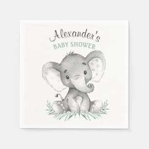 Serviette En Papier Baby shower d'éléphant d'aquarelle