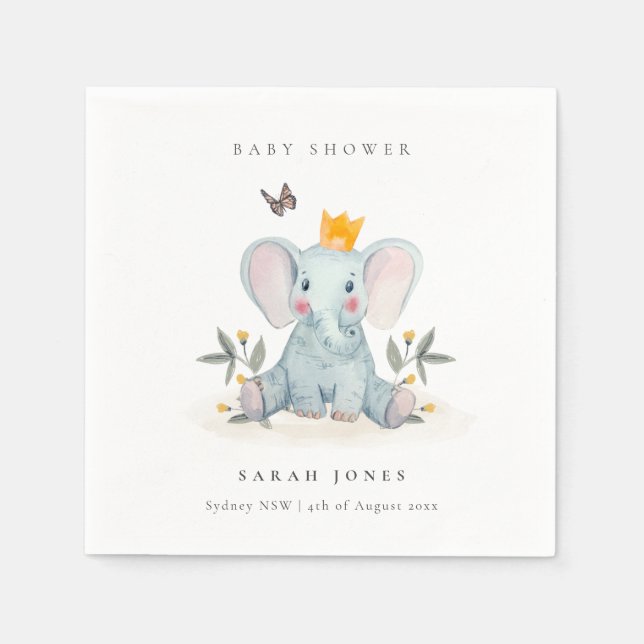 Serviette En Papier Baby shower d'éléphant de fermentation mignon en b (Devant)