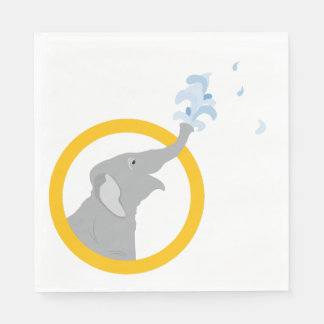 Serviette En Papier Baby shower d'éléphant gris minimal moderne Annive