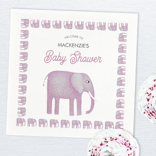 Serviette En Papier Baby shower d'éléphant rose