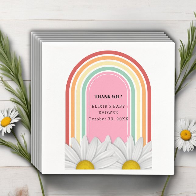 Serviette En Papier Baby shower demi-marguerite rétro (Créateur téléchargé)