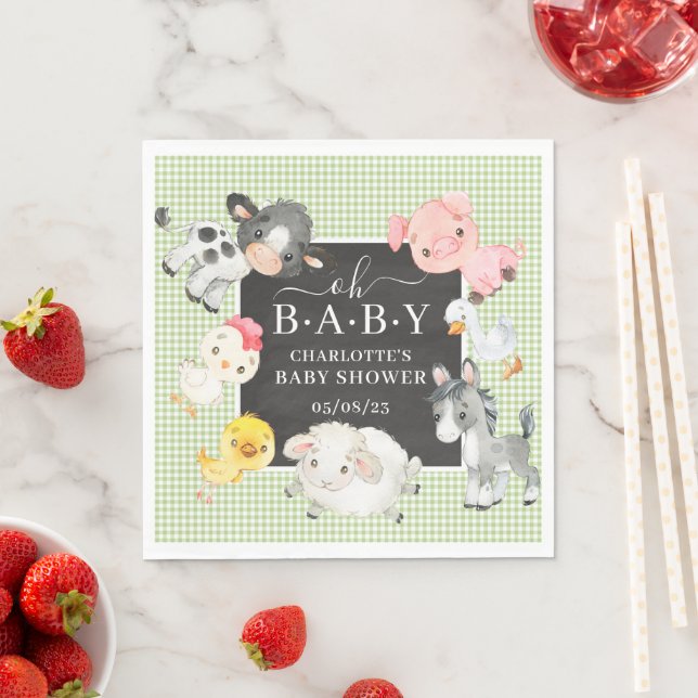 Serviette En Papier Baby shower des animaux de ferme (En situation)