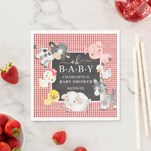 Serviette En Papier Baby shower des animaux de ferme