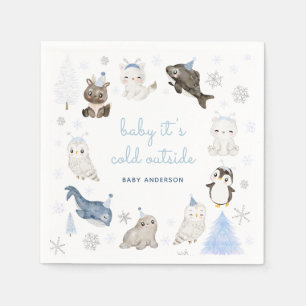 Serviette En Papier Baby shower des animaux de neige d'hiver