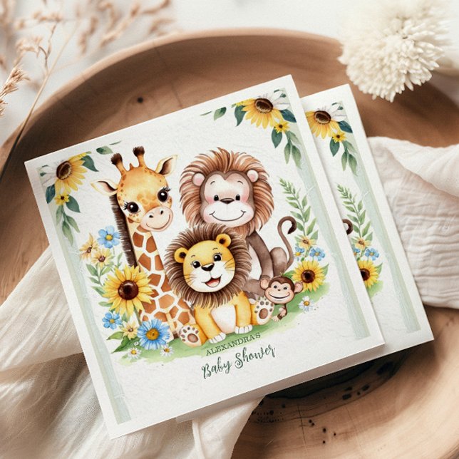 Serviette En Papier Baby shower des animaux de Safari de la Jungle tro (Créateur téléchargé)
